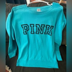 Victoria Secret PINK pull over sweater, teal, size L